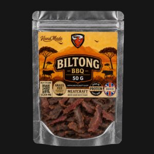 MeatCraft BBQ Biltong 50g pack with sliced beef visible